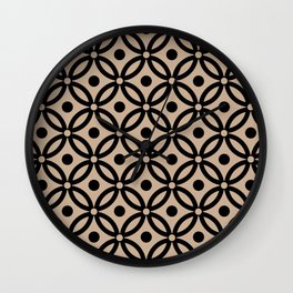 Classic Intertwined Ring and Dot Pattern 623 Black and Tan Wall Clock