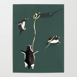 Pasta Love- Penguin Art Print  Poster