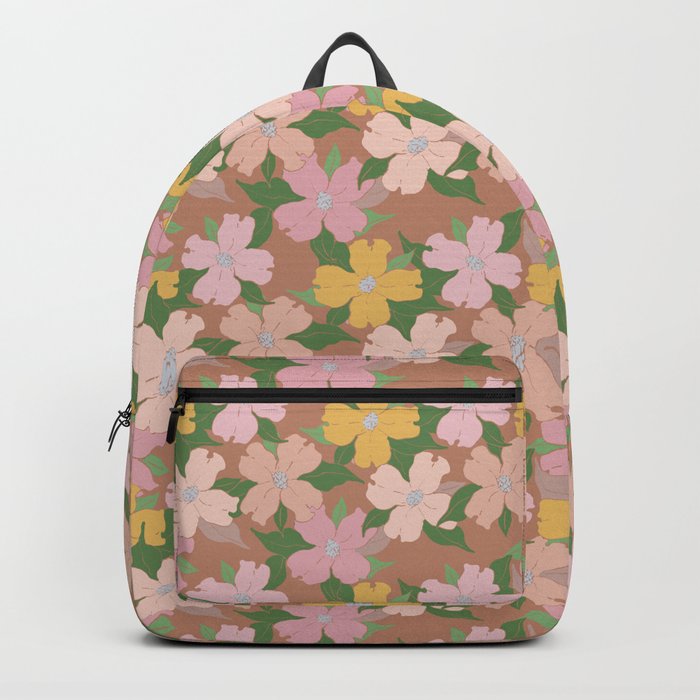 fawn brown pink and green harvest florals flowering dogwood symbolize rebirth and hope Backpack