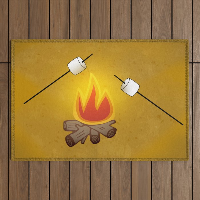 Camping - Roasting Marshmallows over Campfire Outdoor Rug