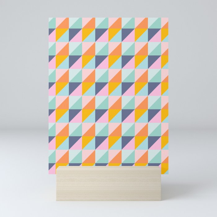 Color Block Triangle Pattern in Bright Pastels Mini Art Print