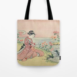 Woman Picking Chrysanthemums by Harunobu Suzuki, 1765 Tote Bag