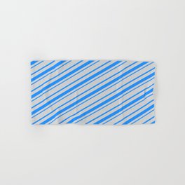 [ Thumbnail: Light Gray & Blue Colored Lined Pattern Hand & Bath Towel ]