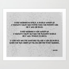 The Lion and the Gazelle quote typography Art Print
