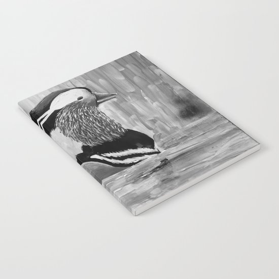 Mandarin Duck at Night Enjoying the Reflection on the Water Notebook