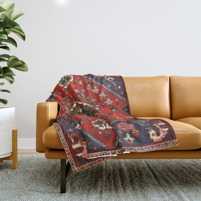 N65 - Colored Floral Traditional Boho Moroccan Style Artwork Throw Blanket