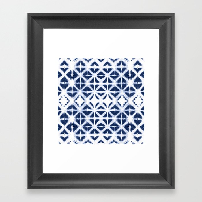 Moroccan design white and indigo blue Framed Art Print