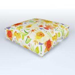 Spring Daffodils Outdoor Floor Cushion