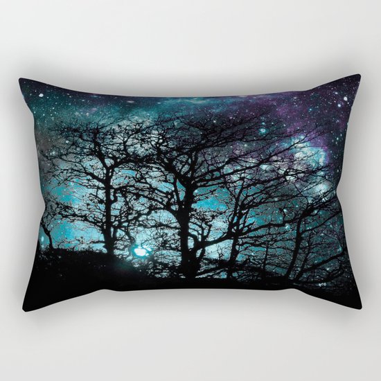 Black Trees Teal Violet space Rectangular Pillow