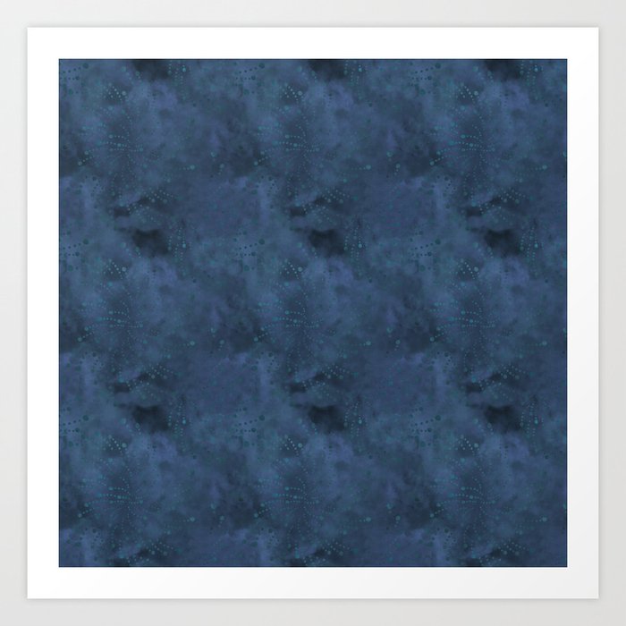 Dark Blue Batik Pattern Art Print