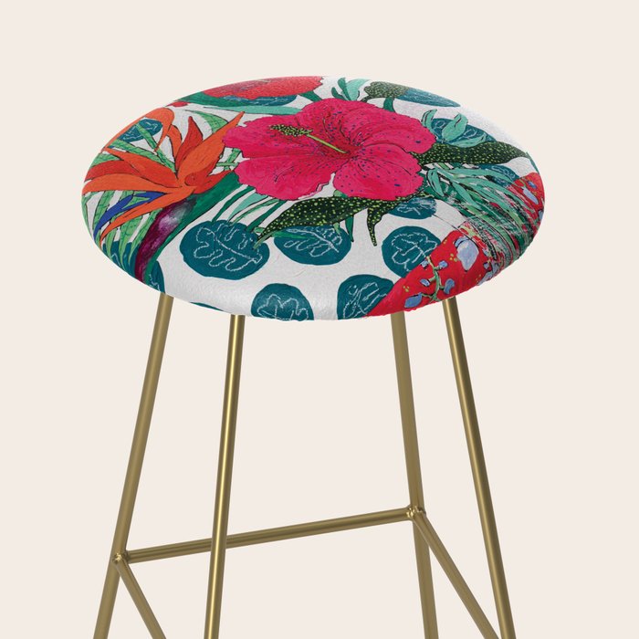 Tropical Bouquet In Living C And Emerald Green Bar Stool By Tropical Bouquet In Living C And Emerald Green Bar Stool By Larameintjes Society6
