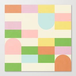 Neon Pastel Geometric block Pattern Canvas Print