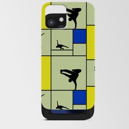 Street dancing like Piet Mondrian - Yellow, and Blue on the light green background iPhone Card Case