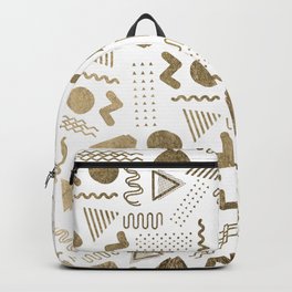 Retro abstract geometrical faux gold white 80'spattern Backpack