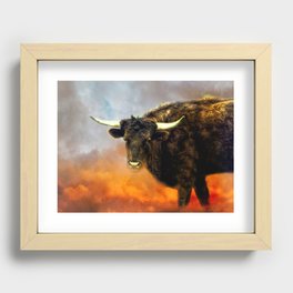 Long Horn Cow Farm Animal Farmhouse Art Modern Country Decor A387 Recessed Framed Print