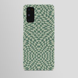 Deep sage green checker symmetrical pattern Android Case