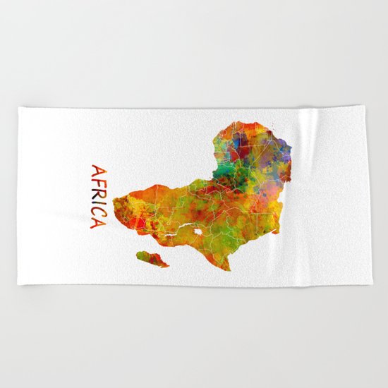 Africa map colored Beach Towel