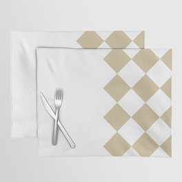 Vintage Beige Diamond Checkered and Solid White Vertical Split   Placemat