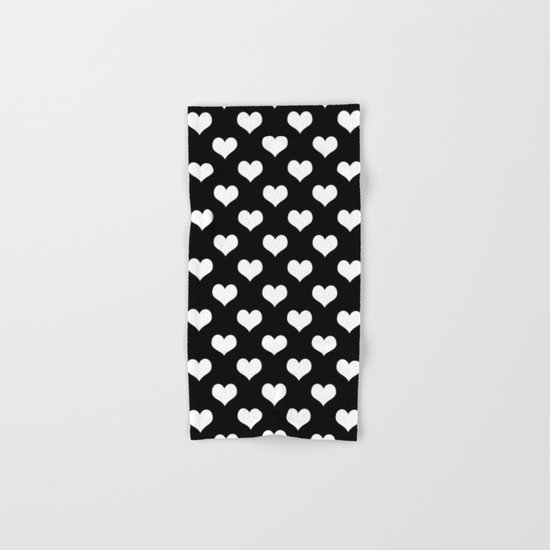 Hearts of Love Black & White Hand & Bath Towel