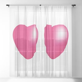 pink heart 3d Sheer Curtain