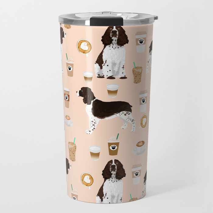 English Springer Spaniel coffee lover dog breed pet portraits custom dog gifts Travel Mug