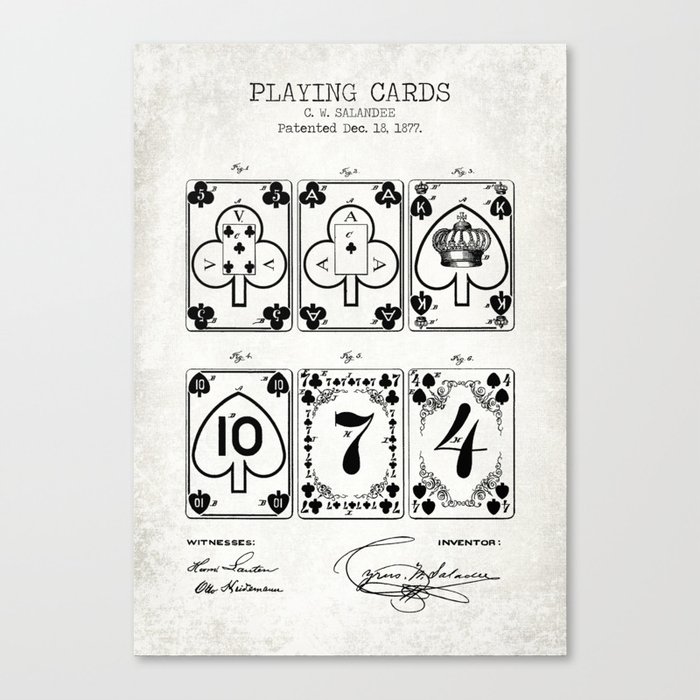 Playing cards old patent Canvas Print