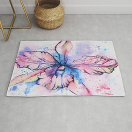 Colorful Orchid Flower Rug