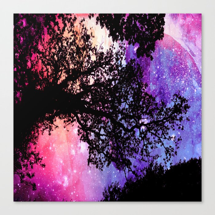 Black Trees Pink Purple Space Canvas Print