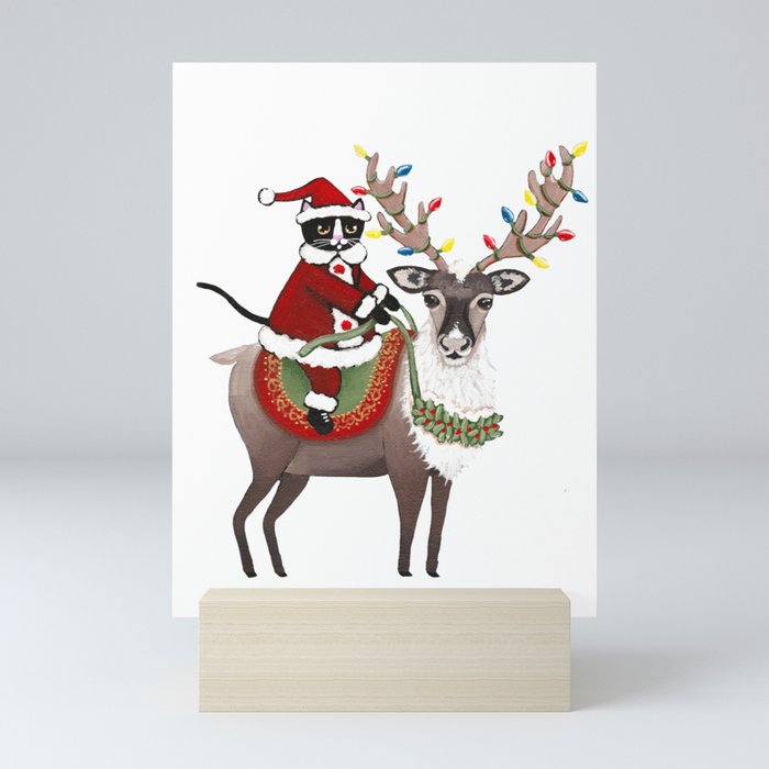 Santa Claws and Reindeer 2 Mini Art Print