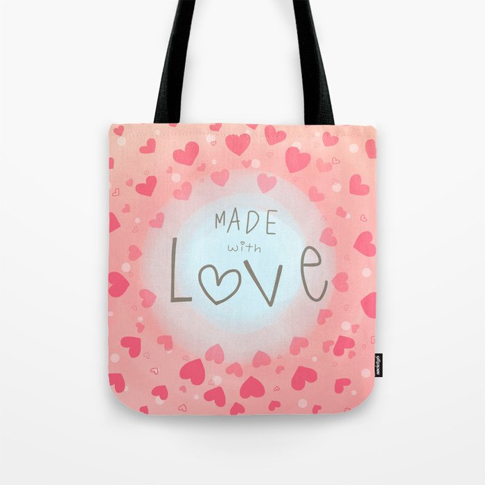 Made with love pink heart painting Tote Bag