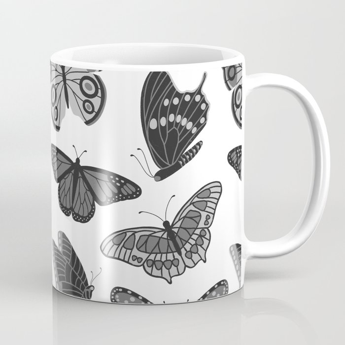 Texas Butterflies – Black and White Pattern Coffee Mug