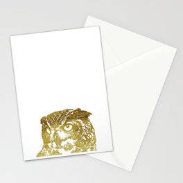 Faux Gold Foil Owl Stationery Cards