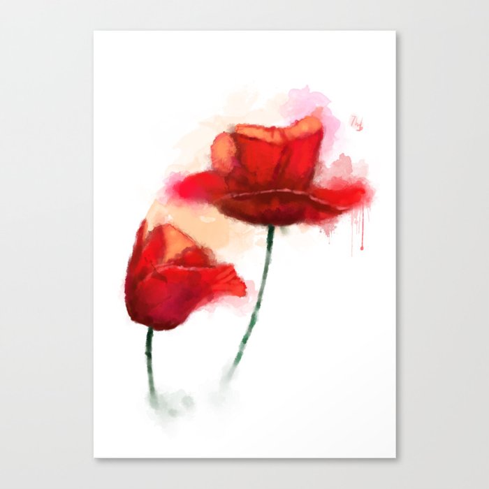 Red Poppy Watercolor Painting Canvas Print By Thubakabra Society6