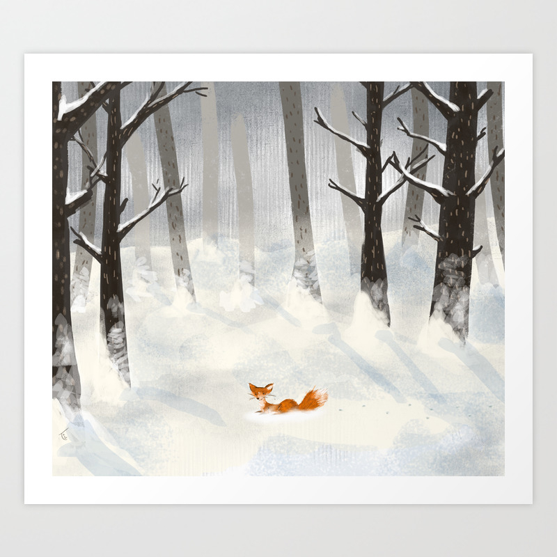 Fox Nature Countryside Snow Art Print Antique Effect Paper No Frame Included 