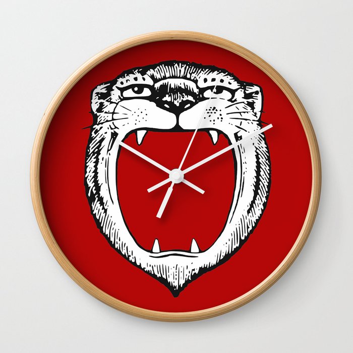 Tiger Head Red Wall Clock