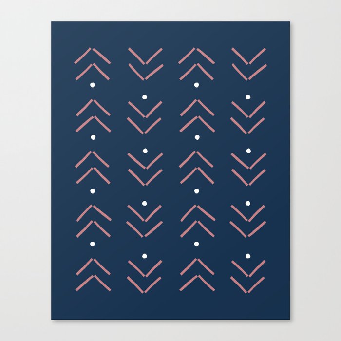 Arrow Geometric Pattern 17 in Navy Blue Mauve Canvas Print