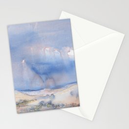 New Mexico in Blue Stationery Cards | Nautre, Mountains, Storm, Foothill, Southwest, Painting, Trails, Blue, Curated, Landscape 