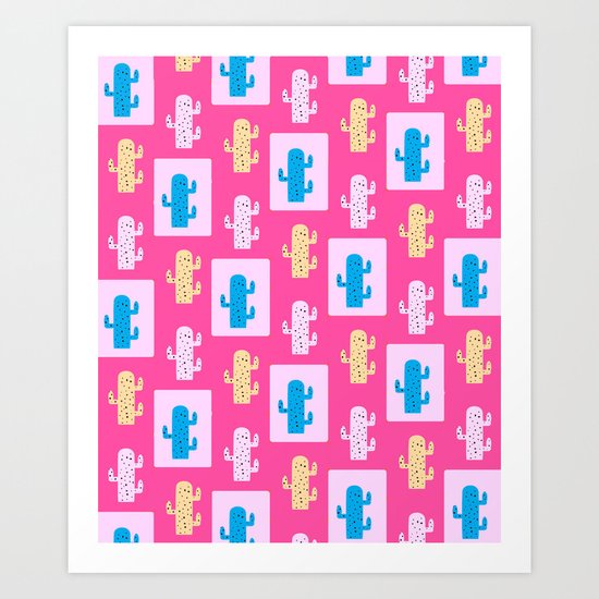 Cacti in pink Art Print