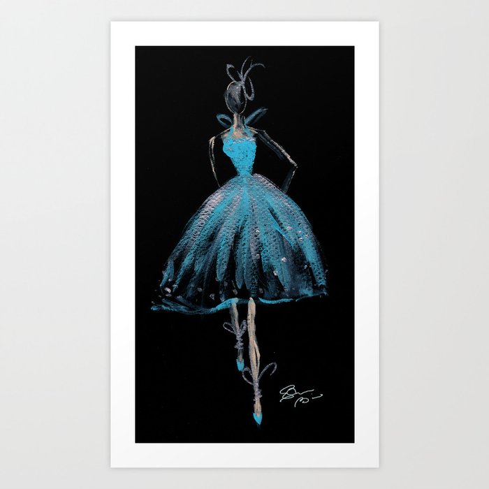 Blue and Light Haute Couture Fashion Illustration Art Print