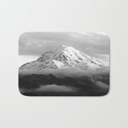 Marvelous Mount Rainier Bath Mat | Animal, Pattern, Vector, Nature, Digital, Black and White, Wanderlust, Mountain, Drawing, Illustration 