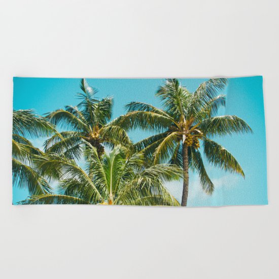 Coconut Palm Trees Sugar Beach Kihei Maui Hawaii Beach Towel
