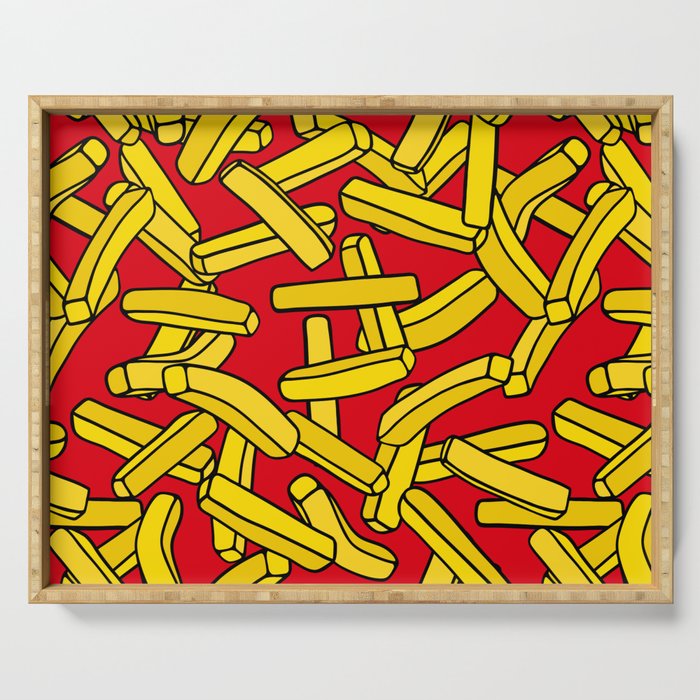 French Fries on Red Serving Tray