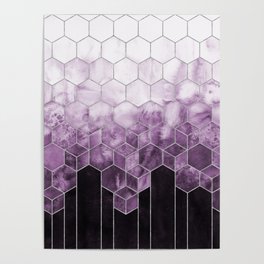 Cubes of Silver - Violet Purple Nights Geometric Poster