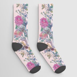 Pink Floral Garden Snake Socks