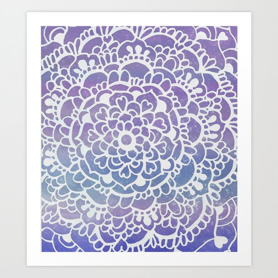 Purple Sparkle Doodle Pattern Art Print