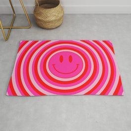 Large Pink and Red Hypnotic Vsco Smiley Face Area & Throw Rug