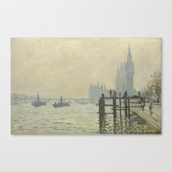 The Thames below Westminster by Claude Monet Canvas Print