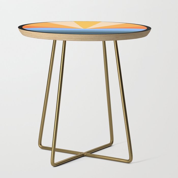 Cover II - Colorful Sunset Retro Abstract Geometric Minimalistic Design Pattern Side Table