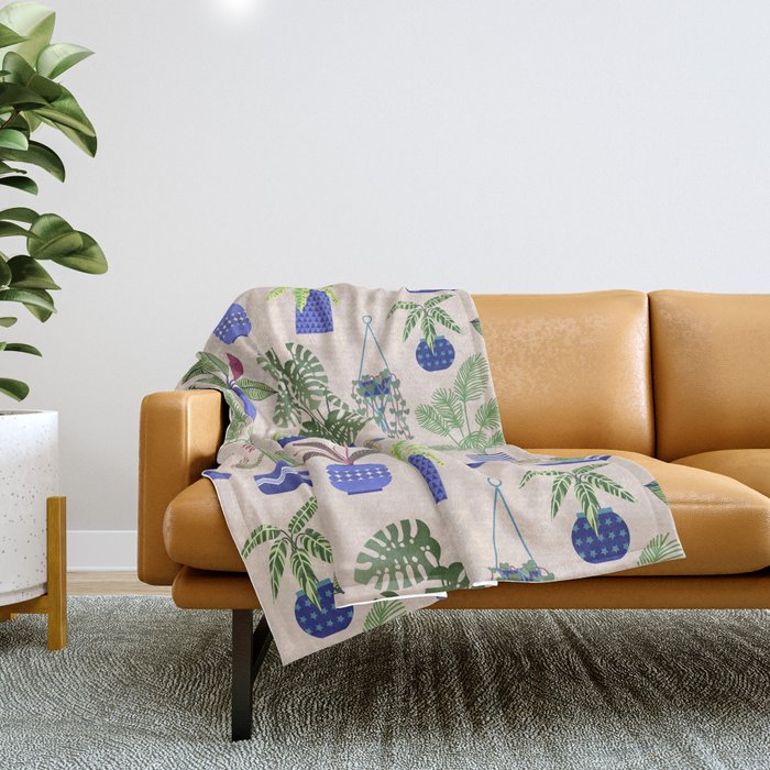 Houseplants Succulents and Cacti Throw Blanket