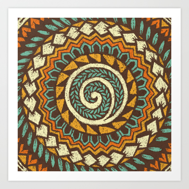 Retro Abstract 60s 70s Polynesian Tattoo Design Vintage Blue Art